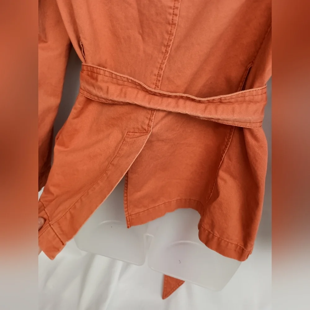 DOWNEAST Coatigan Utility Rust Orange Lightweight Belted Jacket (#142)‎